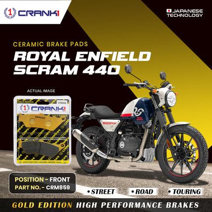Ceramic Brake Pads For Royal Enfield Scram 440 - Front - CRM859 - 1 Set - CRANK1