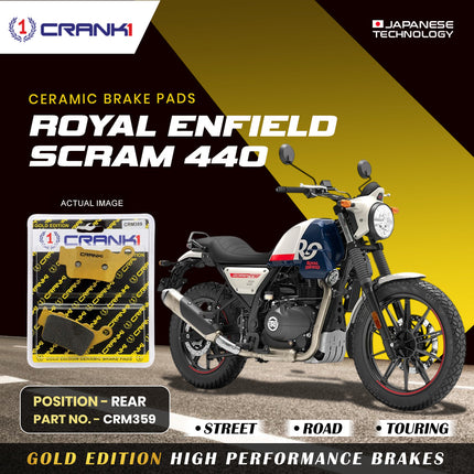 Ceramic Brake Pads For Royal Enfield Scram 440 - Rear - CRM359 - 1 Set - CRANK1