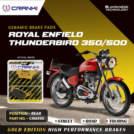 Ceramic Brake Pads For Royal Enfield Thunderbird 350/500 - Rear - CRM359 - 1 Set - CRANK1