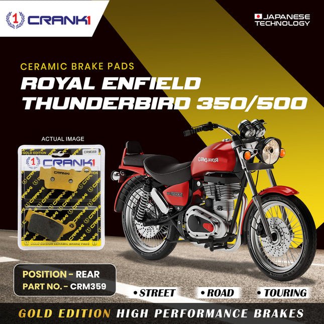 Ceramic Brake Pads For Royal Enfield Thunderbird 350/500 - Rear - CRM359 - 1 Set - CRANK1