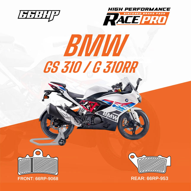66BHP Race Pro sintered brake pads for BMW G 310 R and G 310 RR