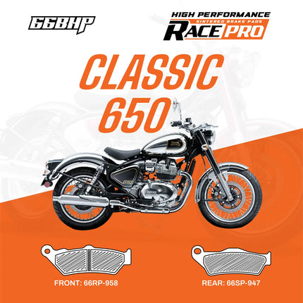 66BHP Race Pro sintered brake pads for Royal Enfield Classic 650