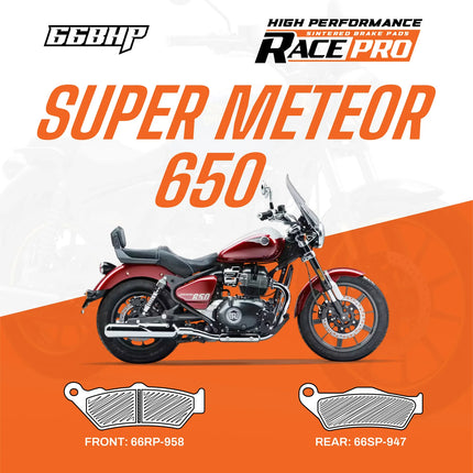 66BHP Race Pro sintered brake pads for Royal Enfield Super Meteor 650