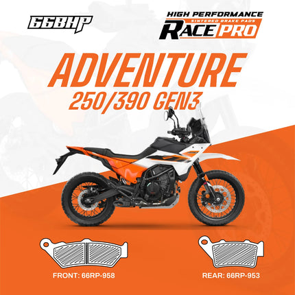 66BHP Race Pro sintered brake pads for KTM Adventure 390 and 250