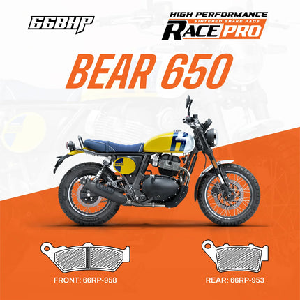 66BHP Race Pro sintered brake pads for Royal Enfield Bear 650