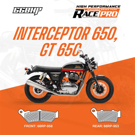 66BHP Race Pro Sintered Brake Pads for Royal Enfield Interceptor 650 / GT 650