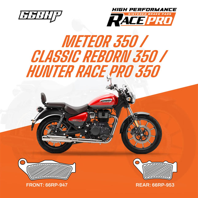 66BHP Race Pro sintered brake pads for Classic Reborn Meteor 350 Hunter 350