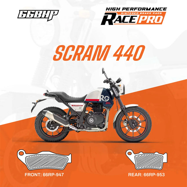 66BHP Race Pro sintered brake pads for Royal Enfield Scram 440