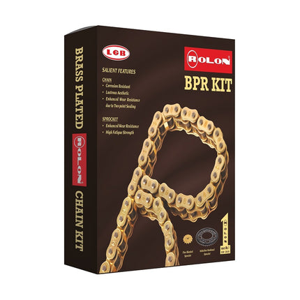Rolon Brass Chain & Sprocket Kit for Yamaha FZ V3, FZ V2 Rear Disc, FZ-X & FZS 2022 (BPR Kit NMRC F327)