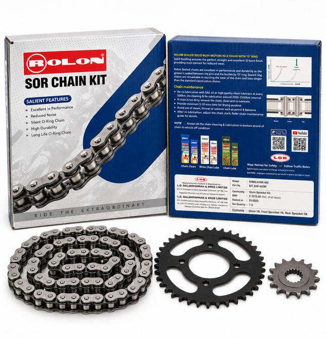 Rolon Chain and Sprocket Kit for Royal Enfield Himalayan 450 and Himalayan 452, SOR 432 NF