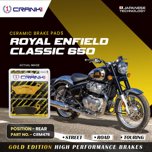 Ceramic Brake Pads For Royal Enfield Classic 650 - Rear - CRM479 - 1 Set - CRANK1