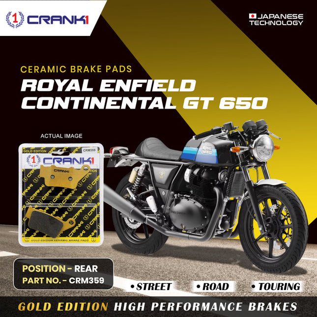 Ceramic Brake Pads For Royal Enfield Continental GT 650 - Rear - CRM359 - 1 Set - CRANK1