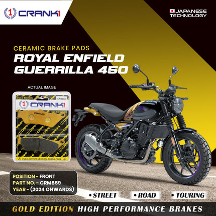 Ceramic Brake Pads For Royal Enfield Guerrilla 450 (2024 Onwards) - Front - CRM859 - 1 Set - CRANK1