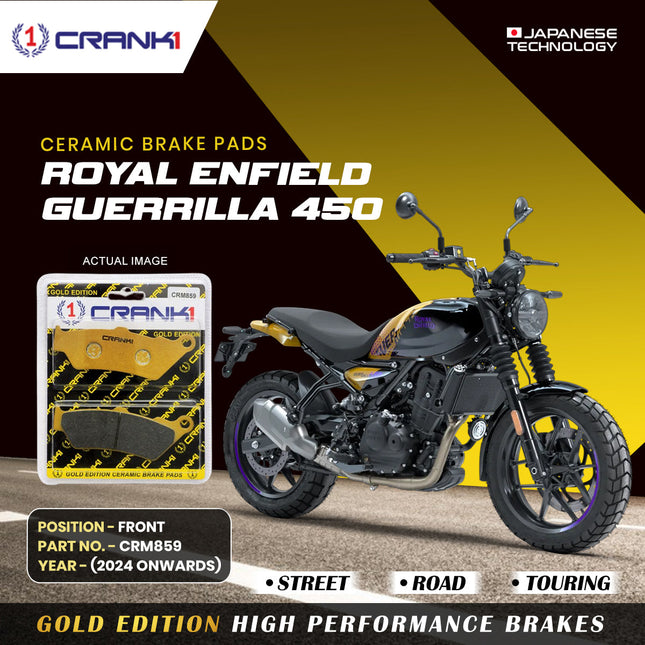 Ceramic Brake Pads For Royal Enfield Guerrilla 450 (2024 Onwards) - Front - CRM859 - 1 Set - CRANK1