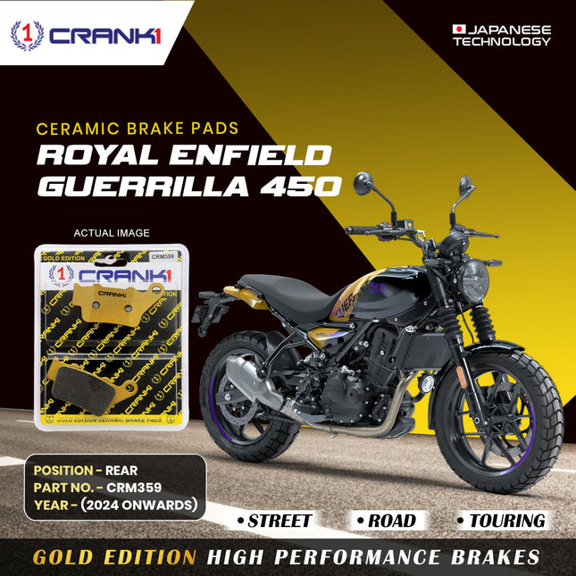 Ceramic Brake Pads For Royal Enfield Guerrilla 450 (2024 Onwards) - Rear - CRM359 - 1 Set - CRANK1