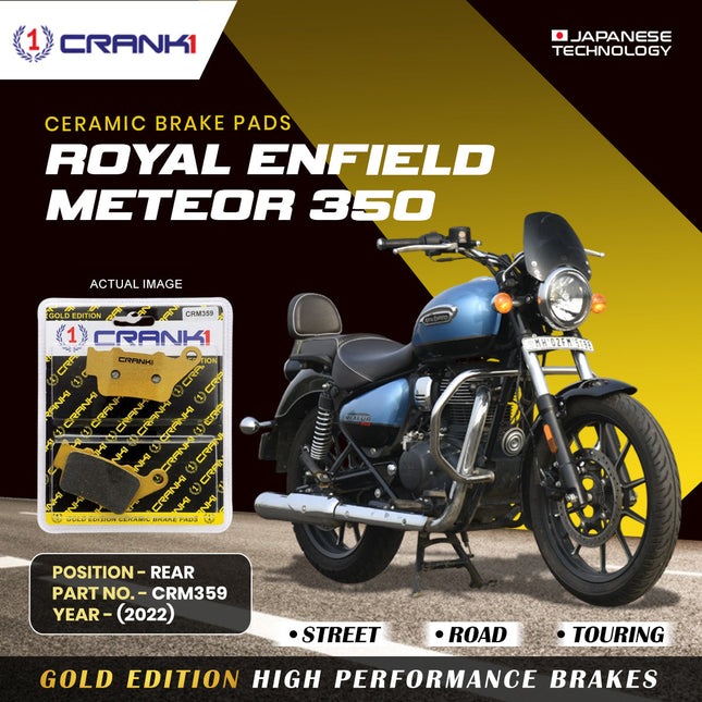 Ceramic Brake Pads For Royal Enfield Meteor 350 (2022) - Rear - CRM359 - 1 Set - CRANK1