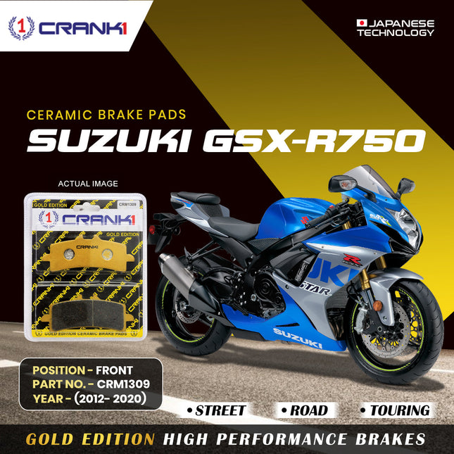 Ceramic Brake Pads For Suzuki GSX-R750 (2012-2020) - Front - CRM1309 - 2 Sets - CRANK1