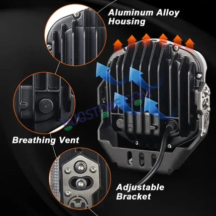 HJG GodsEye 5-Lens LED Auxiliary Projector Light (White / Red DRL)