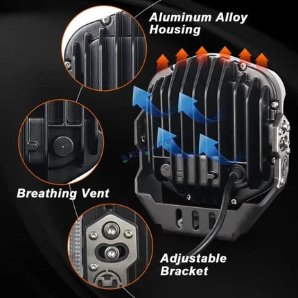 HJG GodsEye Helios 4-Lens LED Projector Light (White / Red DRL)