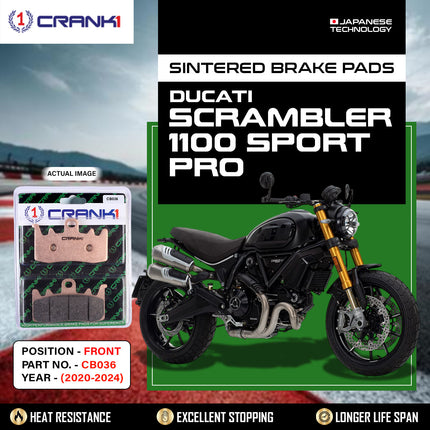 Sintered Brake Pads For Ducati Scrambler 1100 Sport Pro (2020-2024) - Front - CB036 - 2 Sets - CRANK1