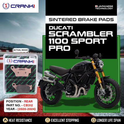 Sintered Brake Pads For Ducati Scrambler 1100 Sport Pro (2020-2024) - Rear - CB312 - 1 Set - CRANK1