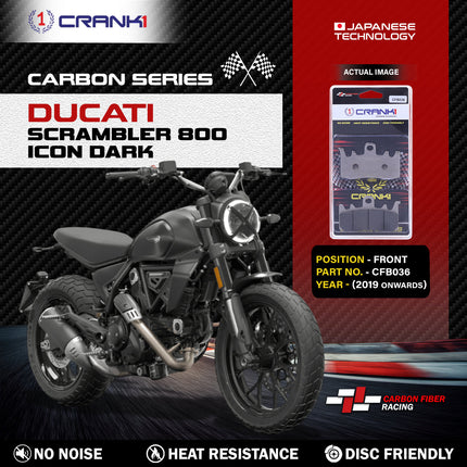 CRANK1 Brake Pads for Ducati Scrambler 800 Icon Dark — Ceramic & Sintered, Front & Rear