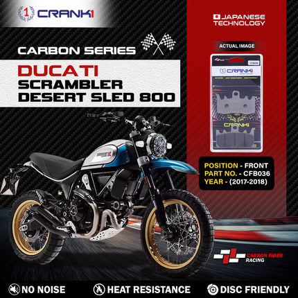 CRANK1 Brake Pads for Ducati Scrambler Desert Sled 800 — Ceramic & Sintered, Front & Rear