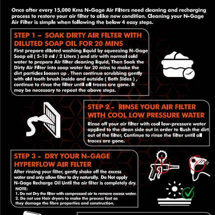 N-Gage Hyper Flow Performance Air Filter — KTM 200 / 250 / 390 (BS4 & BS6)