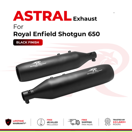 Red Rooster Astral exhaust in black finish for Royal Enfield Shotgun 650