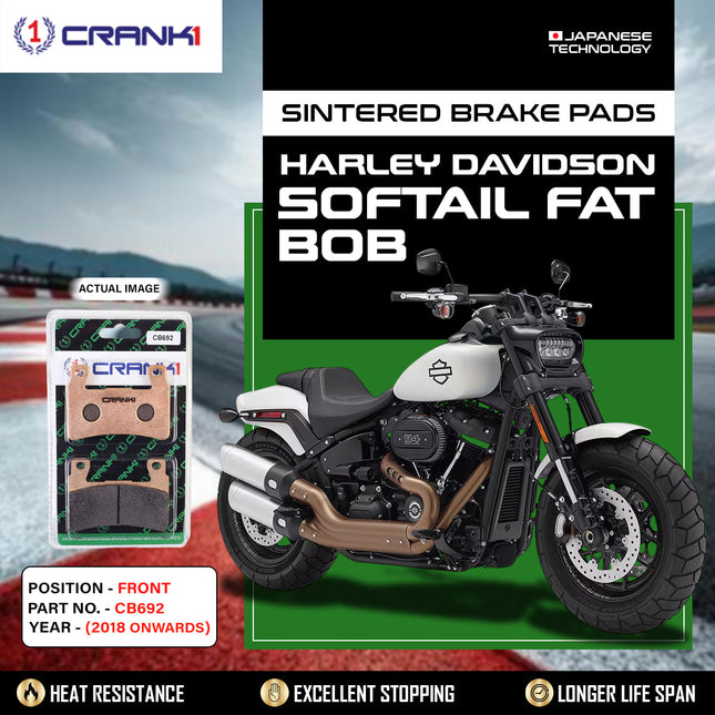 Sintered Brake Pads For Harley Davidson Softail Fat Bob (2018 Onwards) - Front - CB692 - 2 Sets - CRANK1