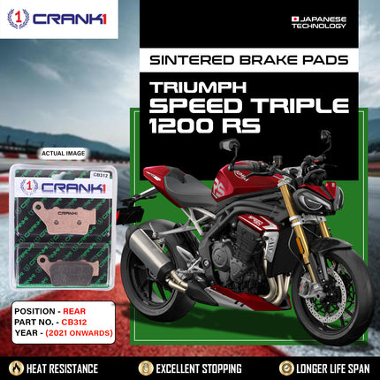 Sintered Brake Pads For Triumph Speed Triple 1200 RS (2021 Onwards) - Rear -CB312 - 1 Set - CRANK1