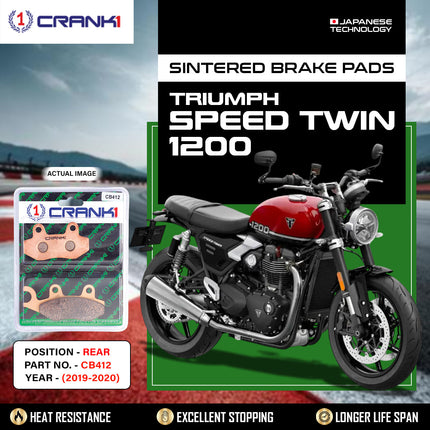 Sintered Brake Pads For Triumph Speed Twin 1200 (2019-2020) - Rear - CB412 - 1 Set - CRANK1