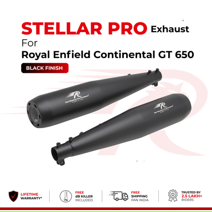 Red Rooster Stellar Pro exhaust in black finish for Royal Enfield Continental GT 650