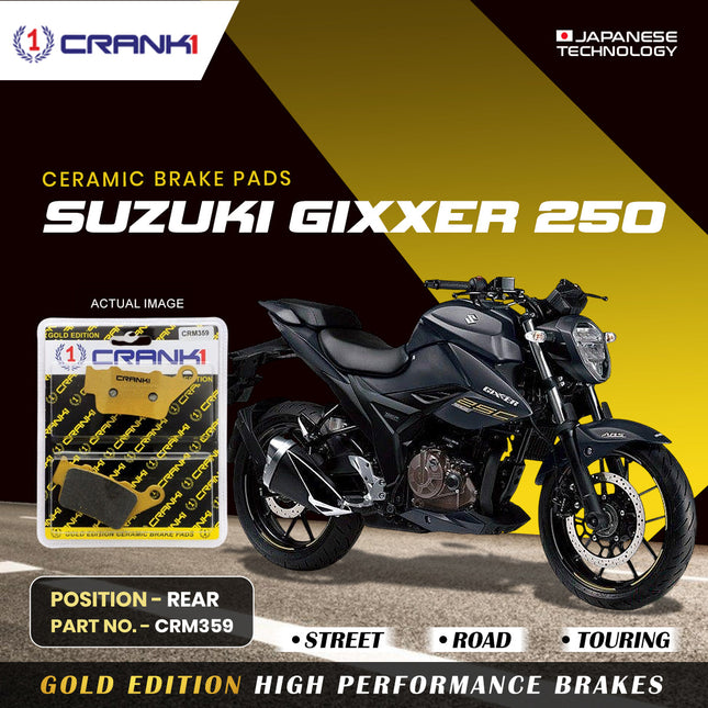 Ceramic Brake Pads For Suzuki Gixxer 250 - Rear - CRM359 - 1 Set - CRANK1