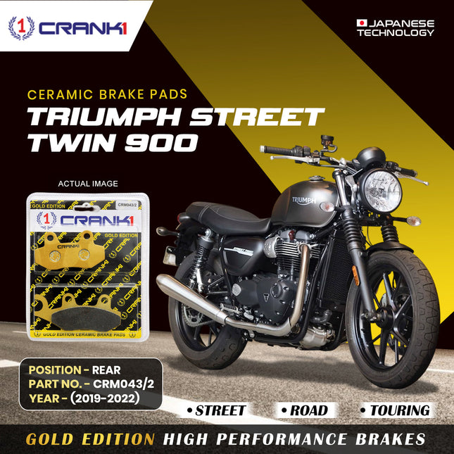 Ceramic Brake Pads For Triumph Street Twin 900 (2019-2022) - Rear - CRM043/2 - 1 Set - CRANK1