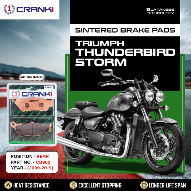 Sintered Brake Pads For Triumph Thunderbird Storm (2009-2019) - Rear - CB902 - 1 Set - CRANK1