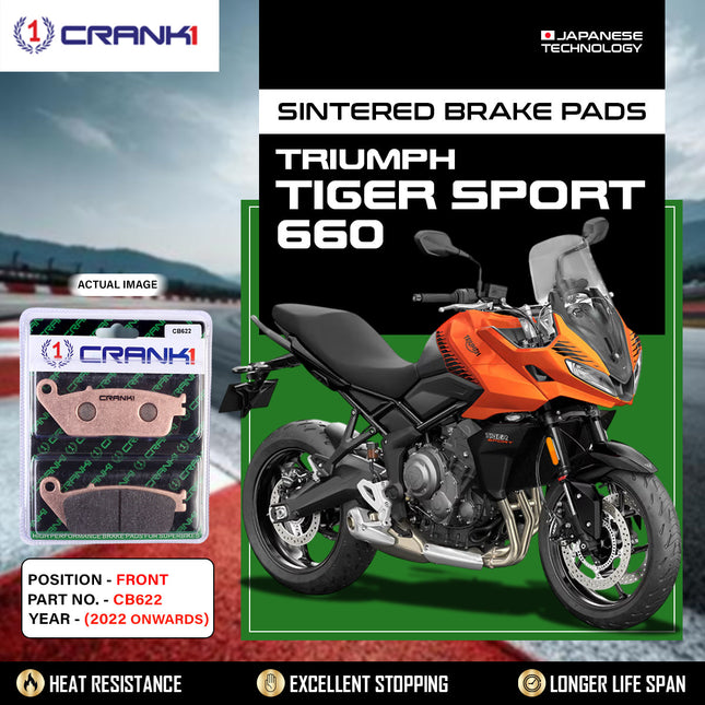 Sintered Brake Pads For Triumph Tiger Sport 660 (2022 Onwards) - Front - CB622 - 2 Sets - CRANK1