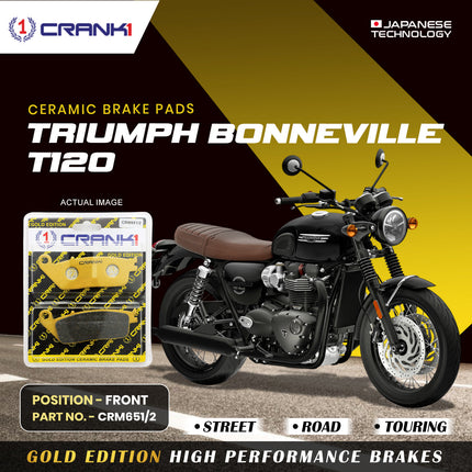 Ceramic Brake Pads For Triumph Bonneville T120 - Front - CRM651/2 - 1 Set - CRANK1