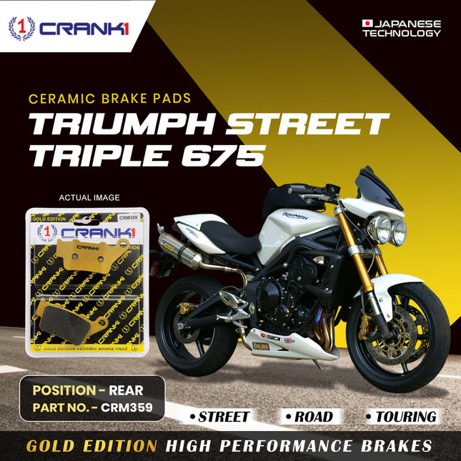 Ceramic Brake Pads For Triumph Street Triple 675 - Rear - CRM359 - 1 Set - CRANK1