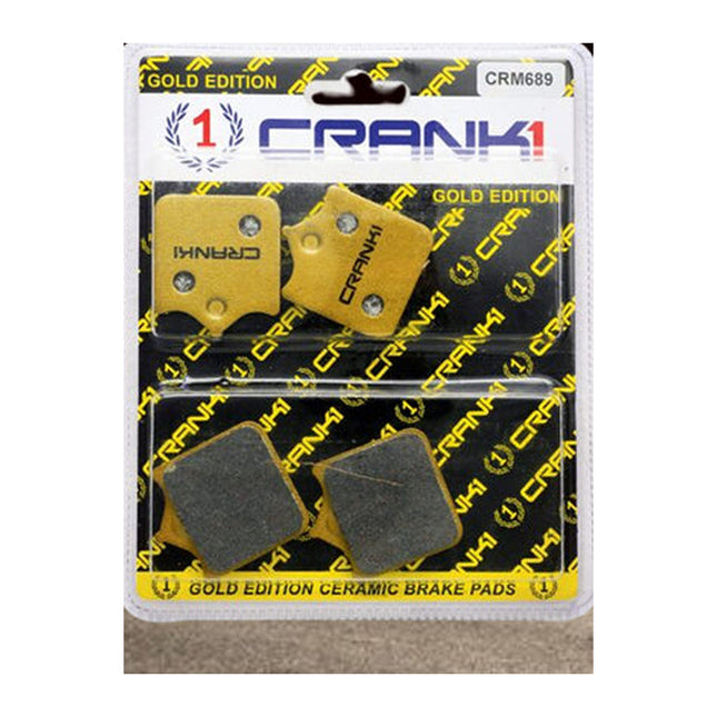 CRANK1 Brake Pads for Triumph Street Scrambler 900, Ceramic & Sintered, Front & Rear, in retail packaging