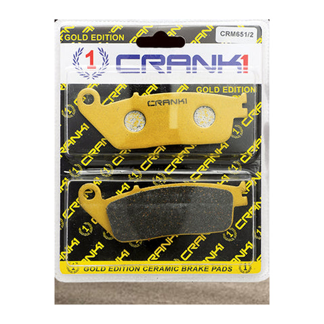 CRANK1 Brake Pads for Triumph Tiger 800 XR, Ceramic & Sintered, Front & Rear, in retail packaging