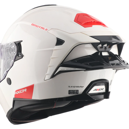 AXOR Brutale Solid White Dual Spoiler Helmet (ECE/DOT/ISI Certified)