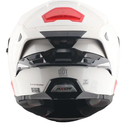AXOR Brutale Solid White Dual Spoiler Helmet (ECE/DOT/ISI Certified)