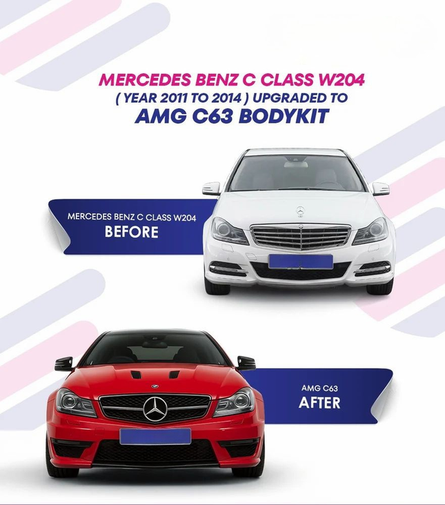 Mercedes-Benz C-Class W204 (2011-2014) to C63 AMG Body Kit