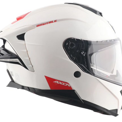 AXOR Brutale Solid White Dual Spoiler Helmet (ECE/DOT/ISI Certified)