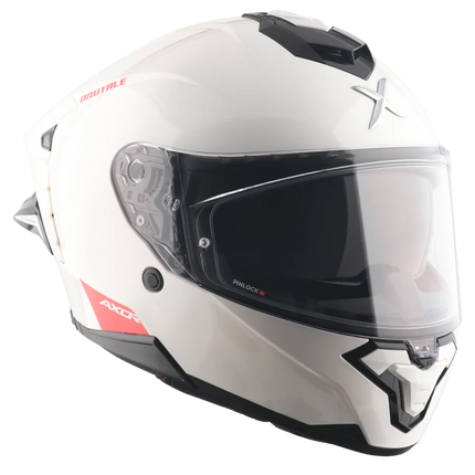 AXOR Brutale Solid White Dual Spoiler Helmet (ECE/DOT/ISI Certified)