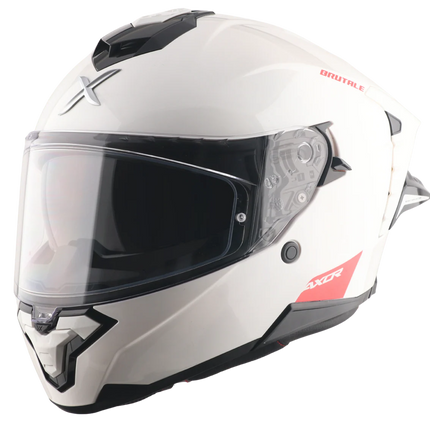AXOR Brutale Solid White Dual Spoiler Helmet (ECE/DOT/ISI Certified)