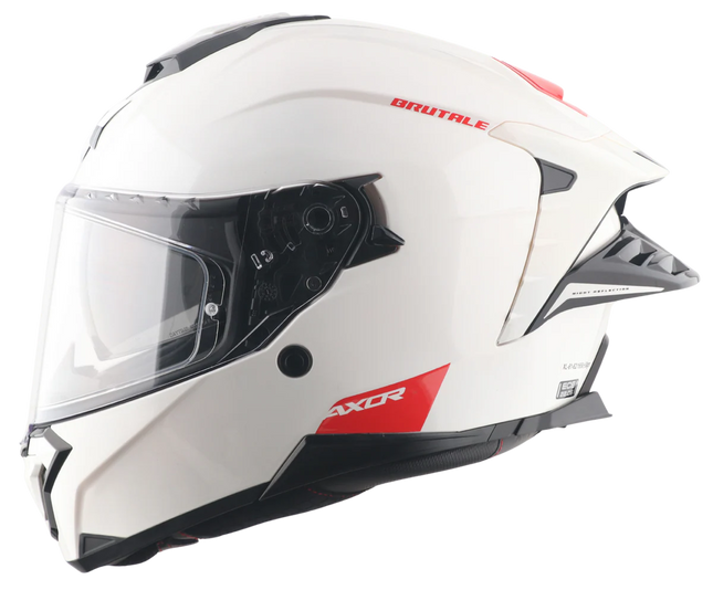 AXOR Brutale Solid White Dual Spoiler Helmet – ECE/DOT/ISI Certified Motorcycle Helmet