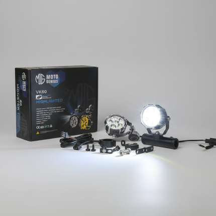 Moto Genius VK60 auxiliary LED spotlight with intelligent controller for motorcycles