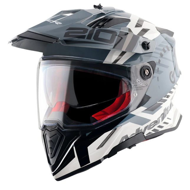 AXOR X-Cross Dual Visor Helmet White/Red full-face trail off-road